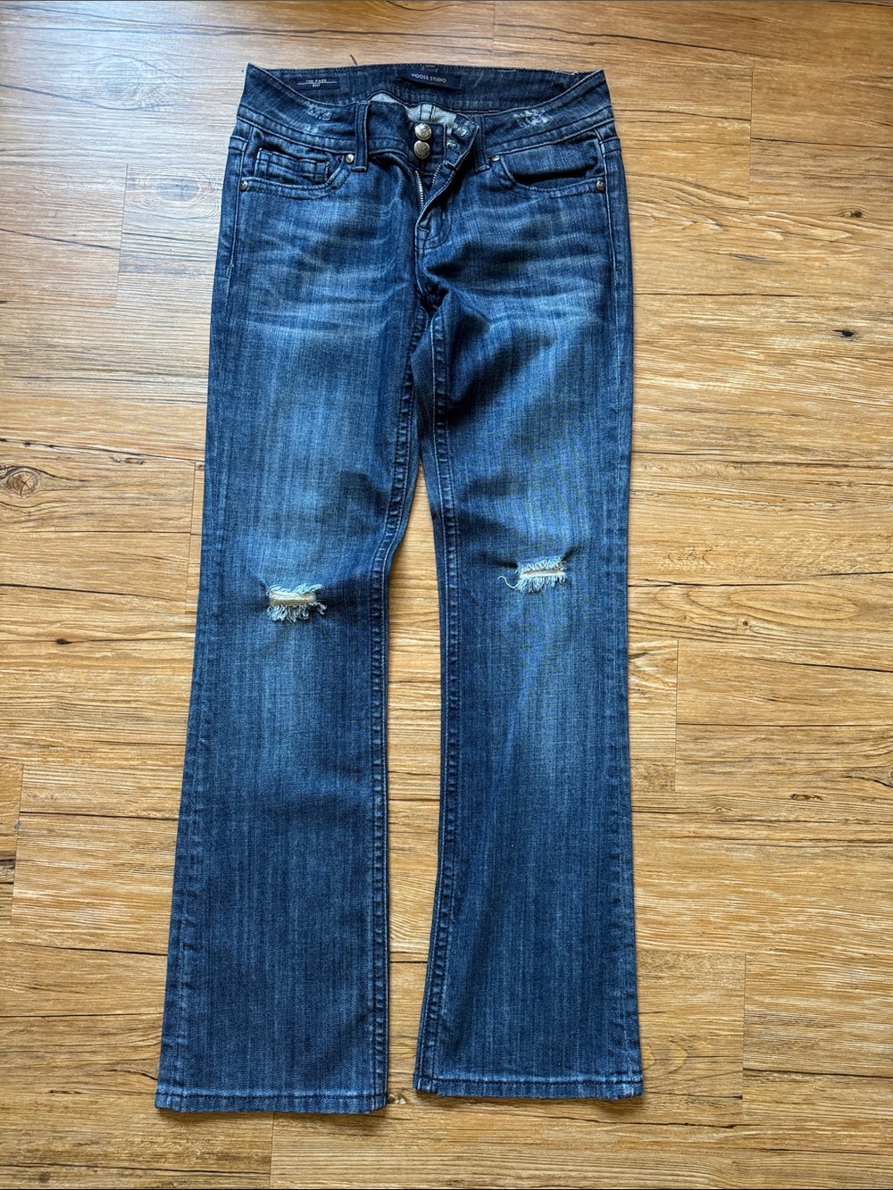 Vigoss Women’s Dark Blue Distressed Bootcut Jeans